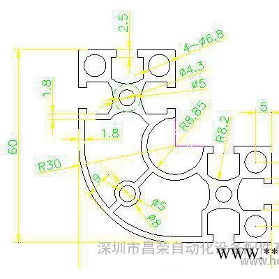 廣深非標異型材 鋁材加工 66-30R電泳鋁型材 深圳
