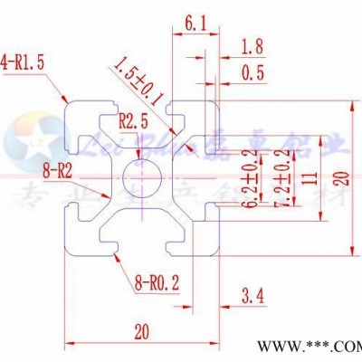 **蘇州磊卓鋁業工業流水線鋁合金型材2020歐標鋁型材LZ-6-2020材質6063-T5表面陽極氧化鋁型材框架設備