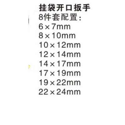 供應勝達 8件套掛袋套裝開口扳手 電泳發黑 雙頭呆扳手組套